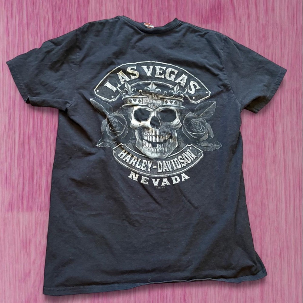 2014 las vegas black skull harley graphic t shirt